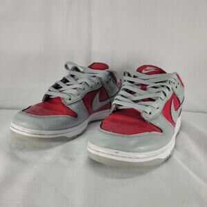 Nike Dunk Low Retro Red Grey Leather Sneakers Mens 9.5 Streetwear Basketball